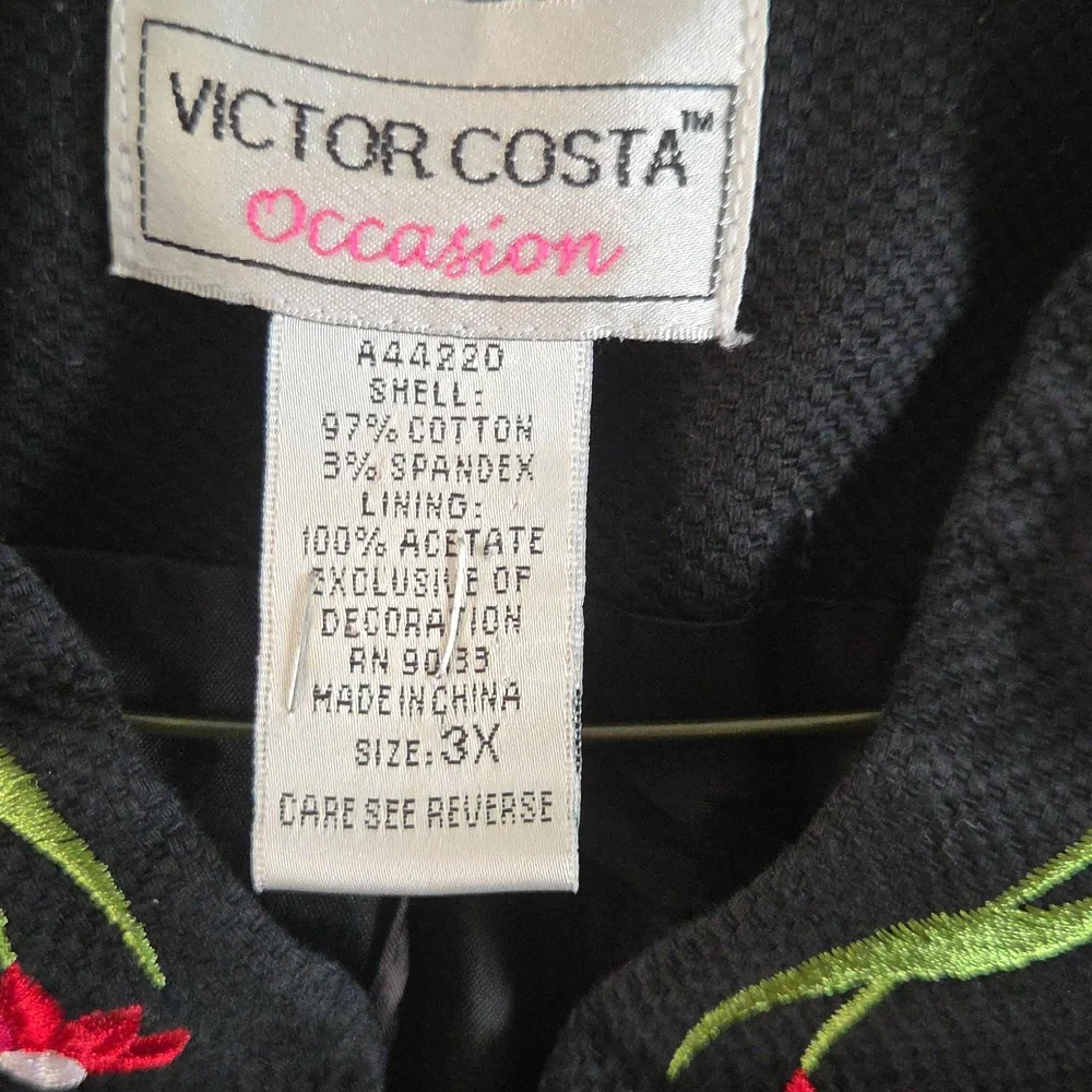 Victor Costa Black Cardigan with Floral Embroidery - Picture 3 of 6